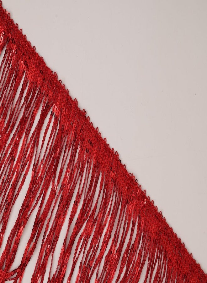 PREMDAS LACES Premdas lace Colorful Sequin Tassel Lace Trim Ribbon Fringe DIY Handmade Dance Performance Clothing Decoration Accessorie(3miter) Length - 6 Inch (Red) - Image 5